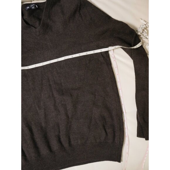 Dark Brown V Neck Wool Sweater 🦥 GAP - Picture 4 of 6